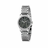 Gucci G Timeless Diamonds Mother of Pearl Black Dial Silver Mesh Bracelet Watch For Women - YA126507 Authentic Buy Shop Now