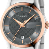 Gucci G Timeless Grey Dial Two Tone Steel Strap Watch For Women - YA126527 Authentic Buy Shop Now