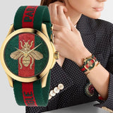 Gucci Le Marche des Merveilles Green & Red Dial Green & Red NATO Strap Unisex Watch - YA126487 Authentic Buy Shop Now