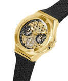 Guess Asteria Multifunction Gold Dial Black Rubber Strap Watch For Women - GW0620L2 Authentic Buy Shop Now