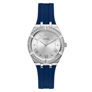 Guess Cosmo Diamonds Silver Dial Blue Rubber Strap Watch for Women - GW0034L5 Authentic Buy Shop Now