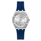 Guess Cosmo Diamonds Silver Dial Blue Rubber Strap Watch for Women - GW0034L5 Authentic Buy Shop Now