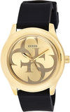 Guess G Twist Gold Dial Black Leather Strap Watch for Women - W0911L3 Authentic Buy Shop Now