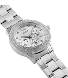 Guess Bedazzle Diamonds Silver Dial Silver Steel Strap Watch For Women - W1097L1 Authentic Buy Shop Now