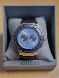 Guess Rigor Analogue Quartz Blue Dial Brown Leather Strap Watch For Men - W0040G10 Authentic Buy Shop Now