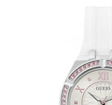 Guess Sparkling Silver Dial White Rubber Strap Watch For Women - GW0032L1 Authentic Buy Shop Now
