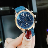 Guess Marina Chronograph Blue Dial Blue Denim Strap Watch For Women - W1057L1 Authentic Buy Shop Now