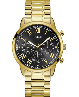 Guess Hendrix Multifunction Black Dial Gold Steel Strap Watch for Men - W1309G2 Authentic Buy Shop Now