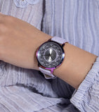 Guess Dahlia Analog Silver Dial Purple Leather Strap Watch For Women - GW0529L4 Authentic Buy Shop Now
