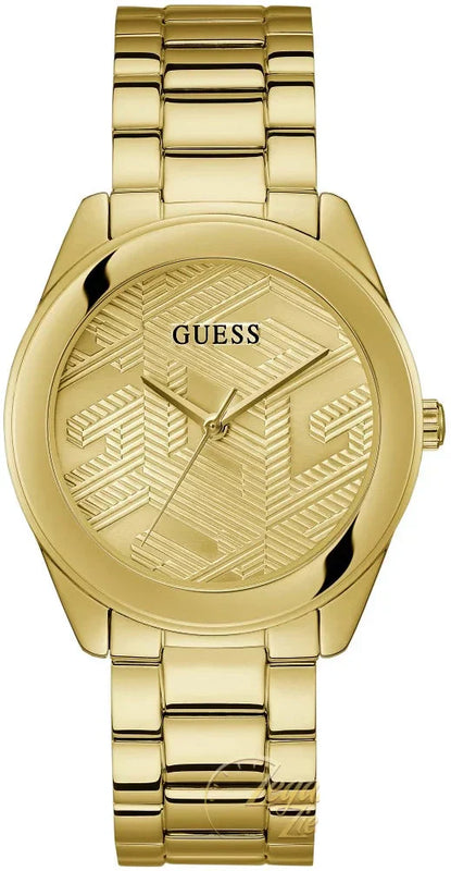 Guess Cubed Analog Gold Dial Gold Steel Strap Watch For Women - GW0606L2 Authentic Buy Shop Now