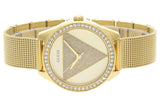 Guess Tri Glitz Quartz Diamonds Gold Dial Gold Mesh Bracelet Watch For Women - W1142L2 Authentic Buy Shop Now