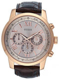 Guess Horizon Quartz Champagne Dial Brown Leather Strap Watch For Women - W0380G4 Authentic Buy Shop Now