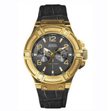 Guess Rigor Analog Black Dial Black Leather Strap Watch For Men - W0040G4 Authentic Buy Shop Now