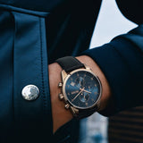 Hugo Boss Skymaster Chronograph Blue Dial Black Leather Strap Watch for Men - 1513783 Authentic Buy Shop Now