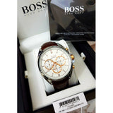 Hugo Boss Driver Quartz Silver Dial Brown Leather Strap Watch For Men - HB1512881 Authentic Buy Shop Now