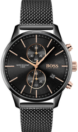 Hugo Boss Associate Black Dial Black Mesh Bracelet Watch for Men - 1513811 Authentic Buy Shop Now