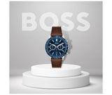 Hugo Boss Allure Blue Dial Brown Leather Strap Watch for Men - 1513921 Authentic Buy Shop Now