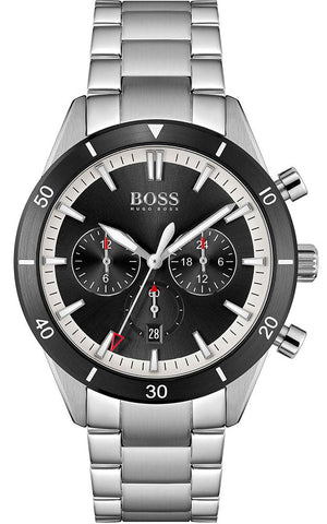 Hugo Boss Santiago Black Dial Silver Steel Strap Watch for Men - 1513862 Authentic Buy Shop Now