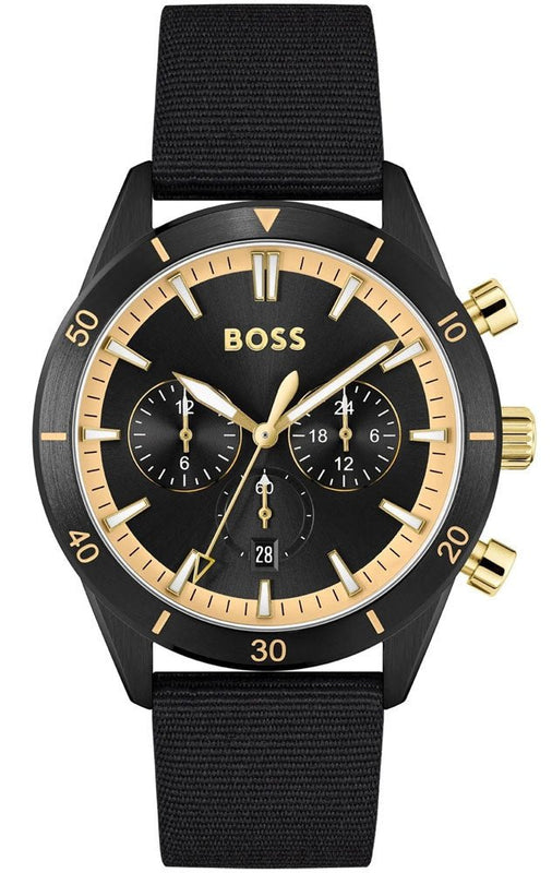 Hugo Boss Santiago Black Dial Black Nylon Strap Watch for Men - 1513935 Authentic Buy Shop Now