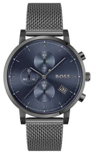 Hugo Boss Skymaster Chronograph Grey Dial Grey Mesh Bracelet Watch for Men - 1513934 Authentic Buy Shop Now
