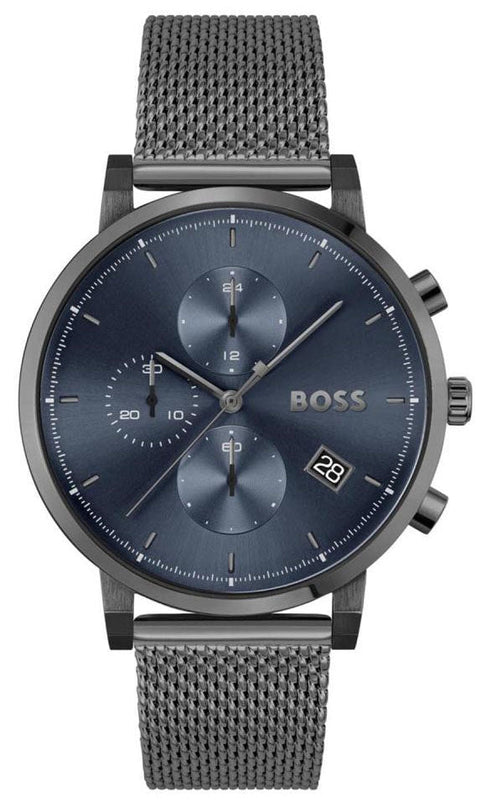Hugo Boss Skymaster Chronograph Grey Dial Grey Mesh Bracelet Watch for Men - 1513934 Authentic Buy Shop Now