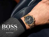Hugo Boss Companion Quartz Black Dial Rose Gold Mesh Bracelet Watch For Men - HB1513548 Authentic Buy Shop Now