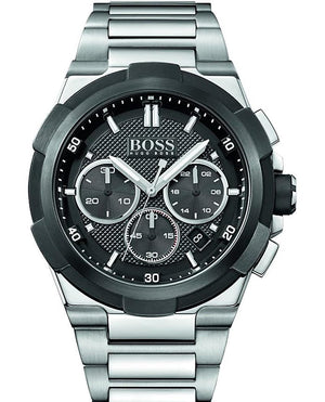 Hugo Boss Supernova Chronograph Black Dial Silver Steel Strap Watch for Men - 1513359 Authentic Buy Shop Now