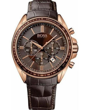 Hugo Boss Driver Sport Chronograph Brown Dial Brown Leather Strap Watch for Men - 1513093 Authentic Buy Shop Now