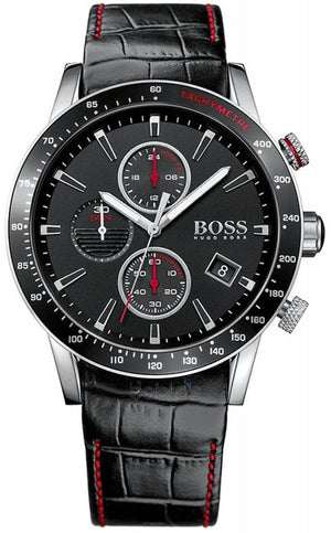 Hugo Boss Rafale Chronograph Black Dial Black Leather Strap Watch For Men - 1513390 Authentic Buy Shop Now
