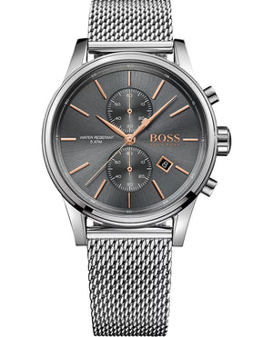 Hugo Boss Jet Chronograph Grey Dial Silver Mesh Bracelet Watch for Men - 1513440 Authentic Buy Shop Now