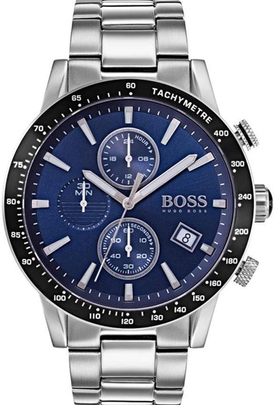 Hugo Boss Rafale Quartz Blue Dial Silver Steel Strap Watch for Men - 1513510 Authentic Buy Shop Now