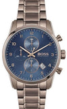 Hugo Boss Skymaster Blue Dial Brown Steel Strap Watch for Men - 1513788 Authentic Buy Shop Now