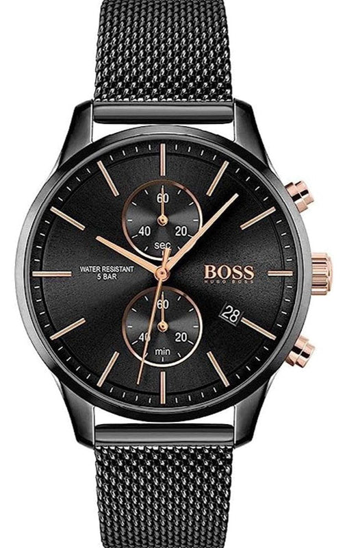 Hugo Boss Associate Black Dial Black Mesh Bracelet Watch for Men - 1513769 Authentic Buy Shop Now