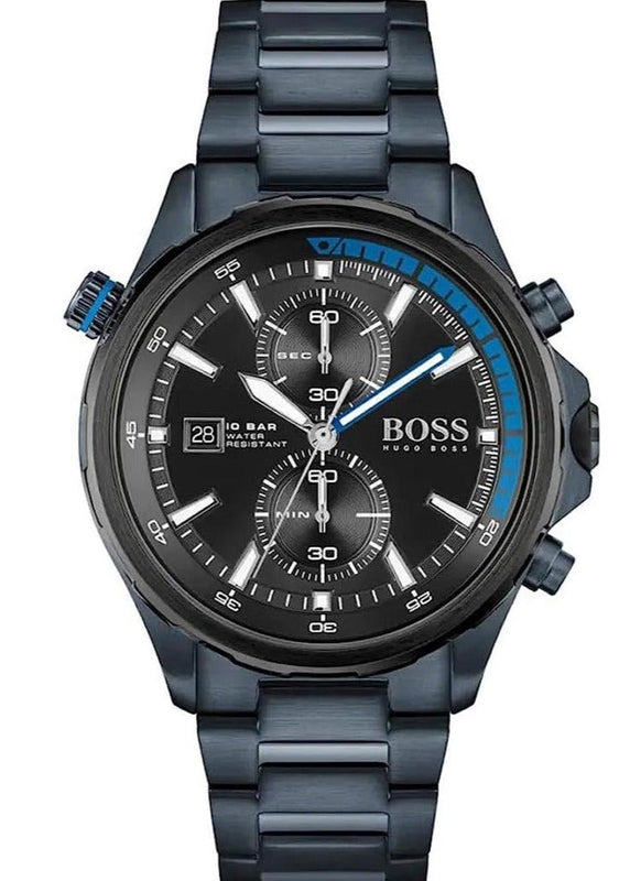 Hugo Boss Globetrotter Black Dial Black Steel Strap Watch for Men - 1513824 Authentic Buy Shop Now