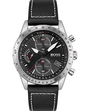 Hugo Boss Pilot Edition Black Dial Black Leather Strap Watch for Men - 1513853 Authentic Buy Shop Now