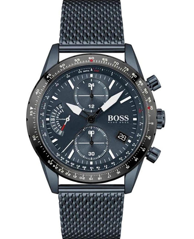 Hugo Boss Pilot Edition Blue Dial Blue Mesh Bracelet Watch for Men - 1513887 Authentic Buy Shop Now