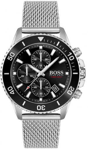 Hugo Boss Admiral Black Dial Silver Mesh Bracelet Watch for Men - 1513904 Authentic Buy Shop Now