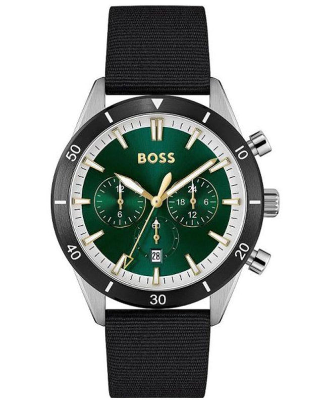 Hugo Boss Santiago Green Dial Black Nylon Strap Watch for Men - 1513936 Authentic Buy Shop Now