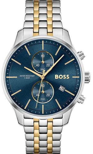 Hugo Boss Associate Blue Dial Two Tone Steel Strap Watch for Men - 1513976 Authentic Buy Shop Now