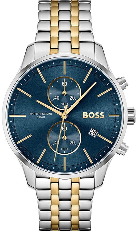 Hugo Boss Associate Blue Dial Two Tone Steel Strap Watch for Men - 1513976 Authentic Buy Shop Now
