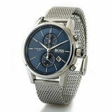 Hugo Boss Jet Blue Dial Silver Mesh Bracelet Watch for Men - 1513441 Authentic Buy Shop Now