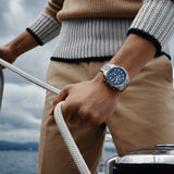 Hugo Boss Vela Chronograph Diver Blue Dial Silver Steel Strap Watch for Men - 1513775 Authentic Buy Shop Now