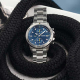 Hugo Boss Vela Chronograph Diver Blue Dial Silver Steel Strap Watch for Men - 1513775 Authentic Buy Shop Now