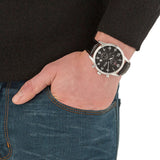 Hugo Boss Aeroliner Chronograph Black Dial Black Leather Strap Watch For Men - 1512448 Authentic Buy Shop Now