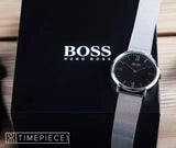 Hugo Boss Jackson Quartz Black Dial Silver Mesh Bracelet Watch For Men - 1513514 Authentic Buy Shop Now