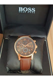 Hugo Boss Navigator Grey Dial Brown Leather Strap Watch for Men - 1513496 Authentic Buy Shop Now