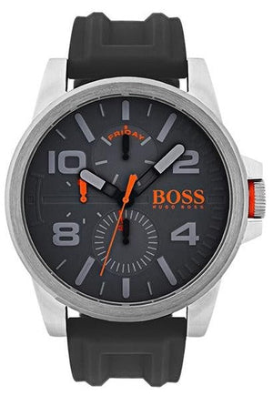 Hugo Boss Detroit Sport Analog Grey Dial Grey Rubber Strap Watch For Men - 1550007 Authentic Buy Shop Now