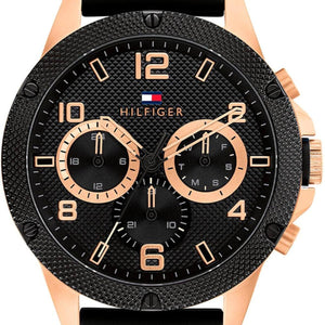 Tommy Hilfiger Blaze Multifunction Black Dial Black Rubber Strap Watch For Men - 1792028 Authentic Buy Shop Now