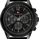 Tommy Hilfiger Lars Chronograph Black Dial Black Leather Strap Watch For Men - 1792062 Authentic Buy Shop Now