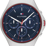 Tommy Hilfiger Justin Chronograph Blue Dial Blue Rubber Strap Watch for Men - 1792057 Authentic Buy Shop Now